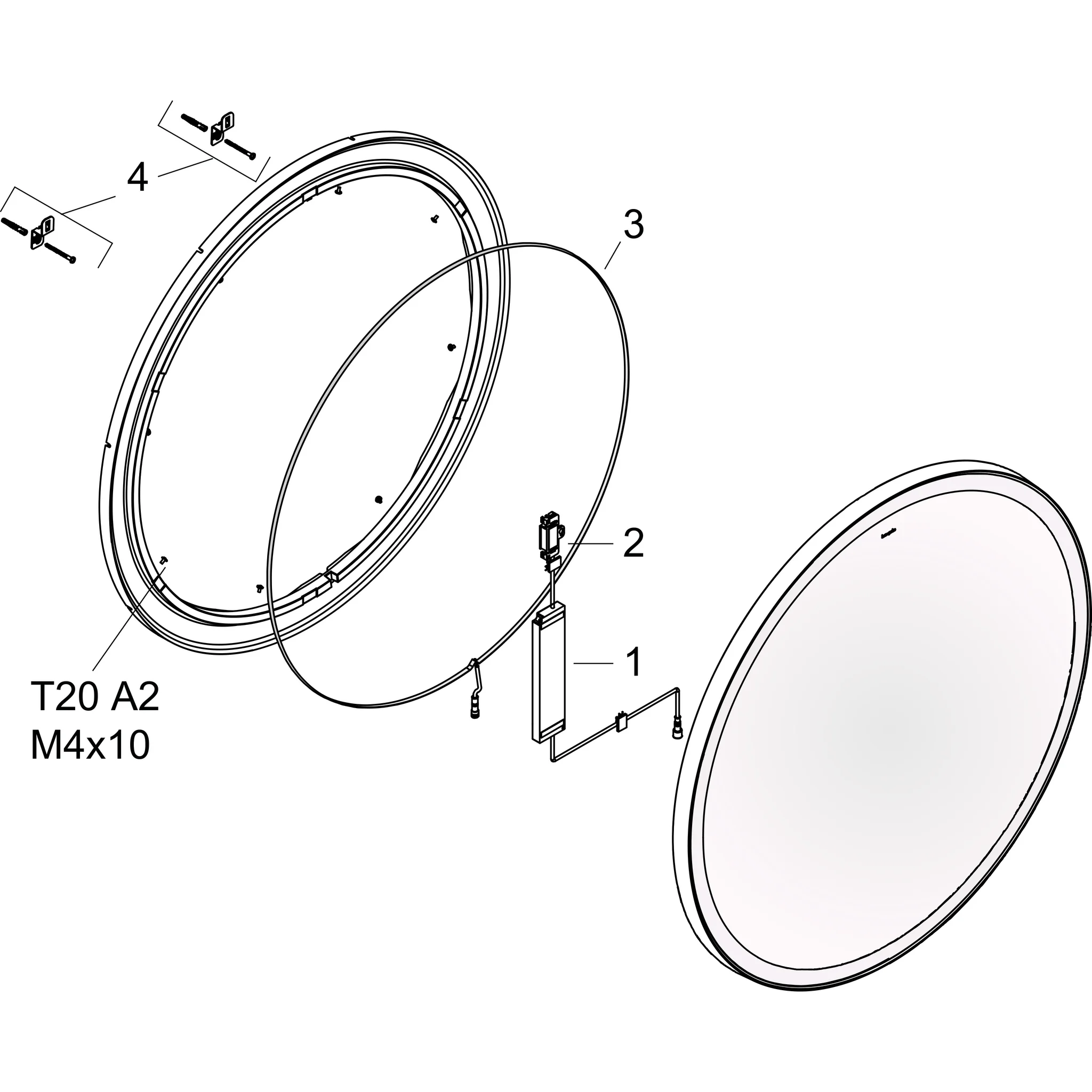 Hansgrohe Xarita Lite S Spiegel mit runder LED-Beleuchtung, Mattschwarz, Maße 900 x 900 x 30 mm