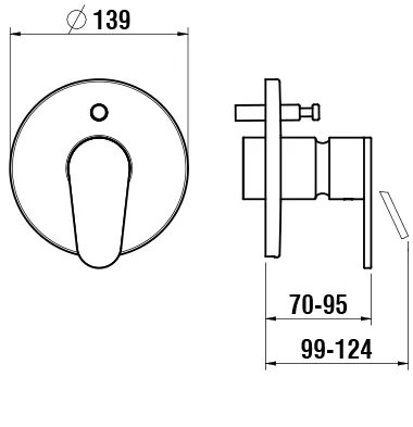 Einhebel-Wannenmischer Unterputz THE NEW CLASSIC mit Rohrunterbrecher für SIMIBOX Standard oder SIMIBOX Light ohne Zubehör chrom
