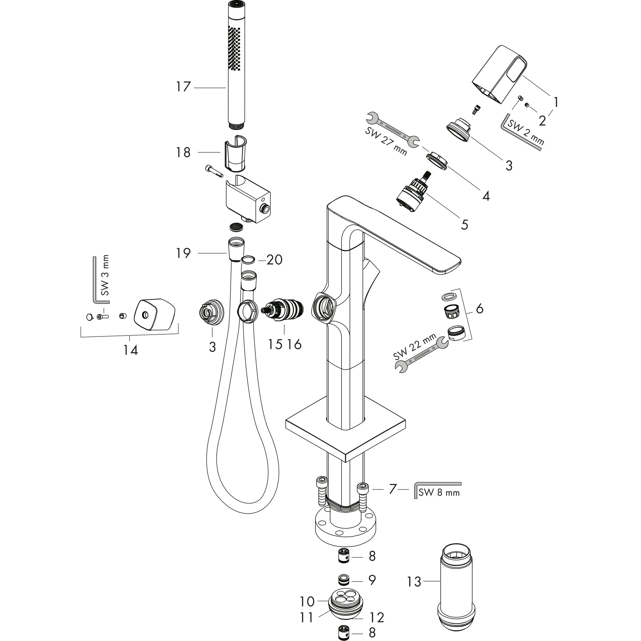 Hansgrohe AXOR Urquiola Wannenthermostat bodenstehend Chrom Hansgrohe AXOR Urquiola Wannenthermostat bodenstehend Chrom