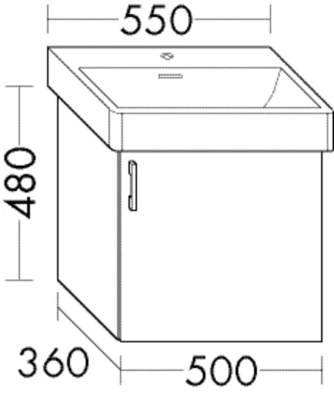 Waschtischunterschrank Sys30 von burgbad – 1 Tür, 480 mm hoch, 500 mm breit, 360 mm tief Waschtischunterschrank Sys30 von burgbad – 1 Tür, 480 mm hoch, 500 mm breit, 360 mm tief