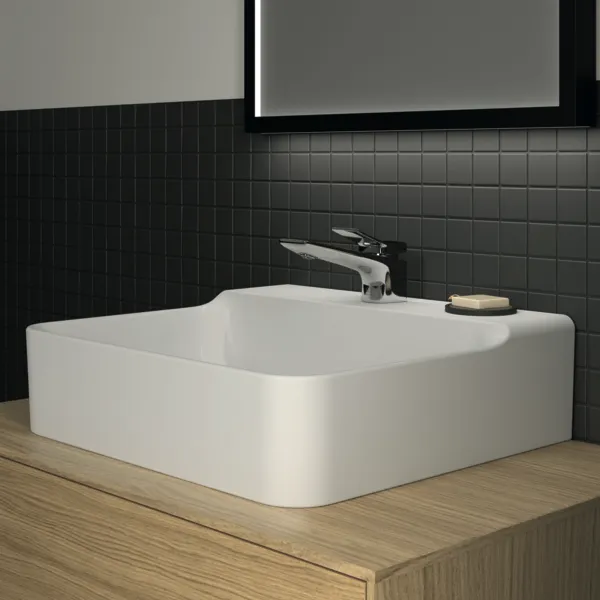 Waschbecken „Conca“ 50 × 45 × 14,5 cm, Hahnlochposition mittig in Weiß