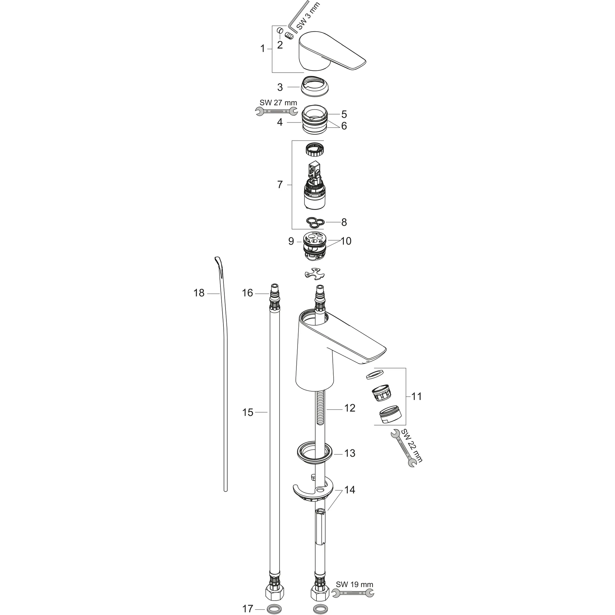 Hansgrohe Talis E Einhebel-Waschtischmischer 80 mit Zugstangen-Ablaufgarnitur, Chrom Hansgrohe Talis E Einhebel-Waschtischmischer 80 mit Zugstangen-Ablaufgarnitur, Chrom