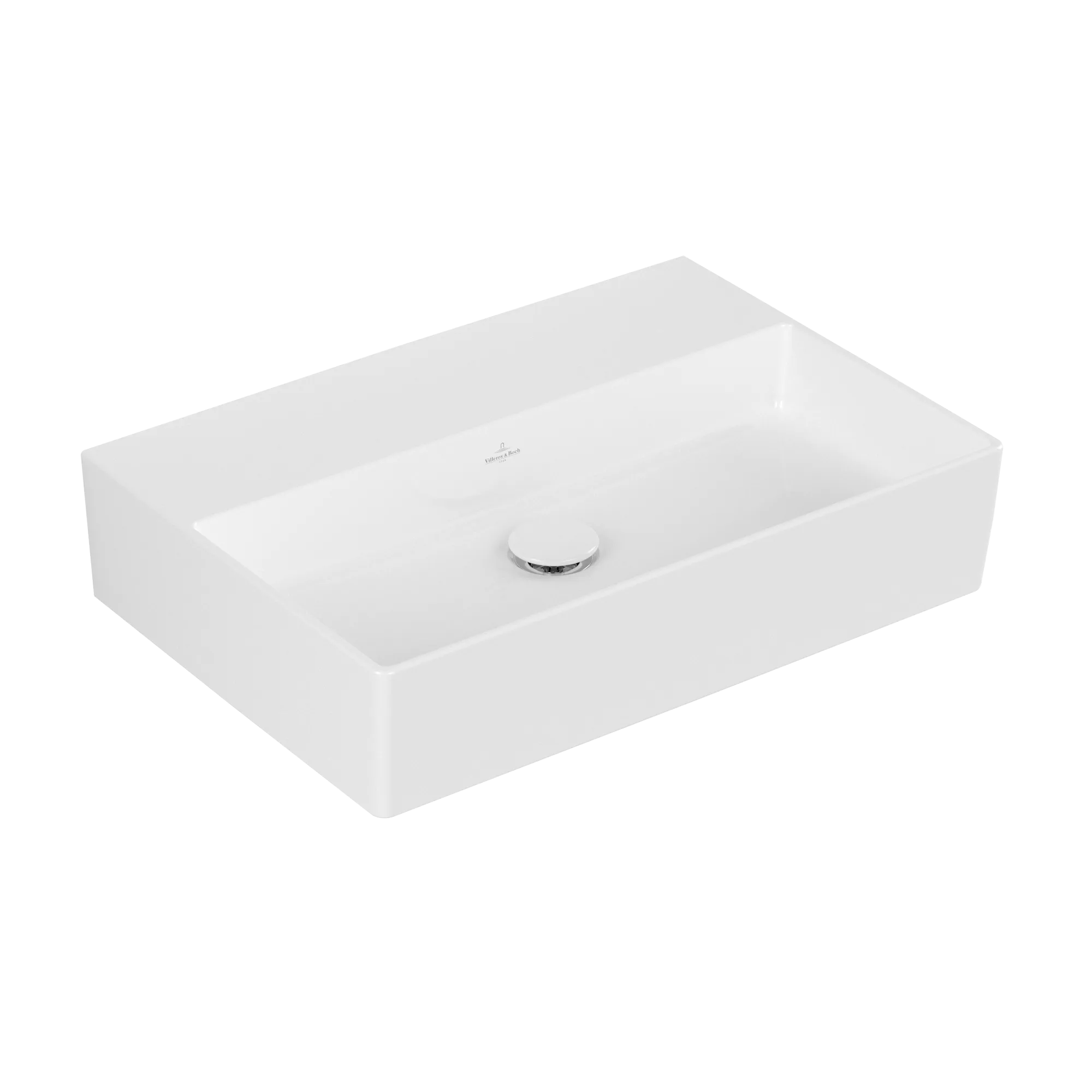 Villeroy & Boch Wandwaschtisch aus TitanCeram geschliffen „Memento 2.0“ 600 × 420 × 135 mm, ohne Hahnlochbohrung in Weiß Alpin