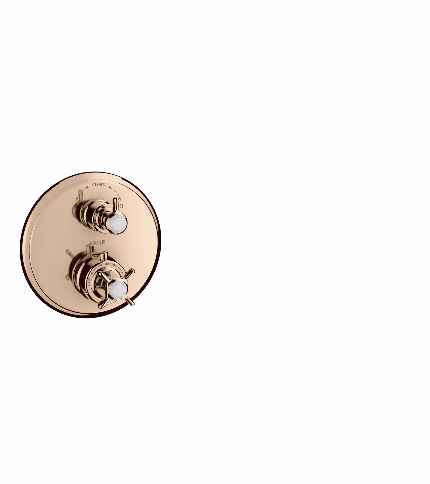 Hansgrohe AXOR Montreux Thermostat Unterputz F-Set, Polished Red Gold, 2 Verbraucher, max. Durchfluss 29 l/min, einstellbare Temperaturbegrenzung, Rückflussverhinderer, Schalldämpfer