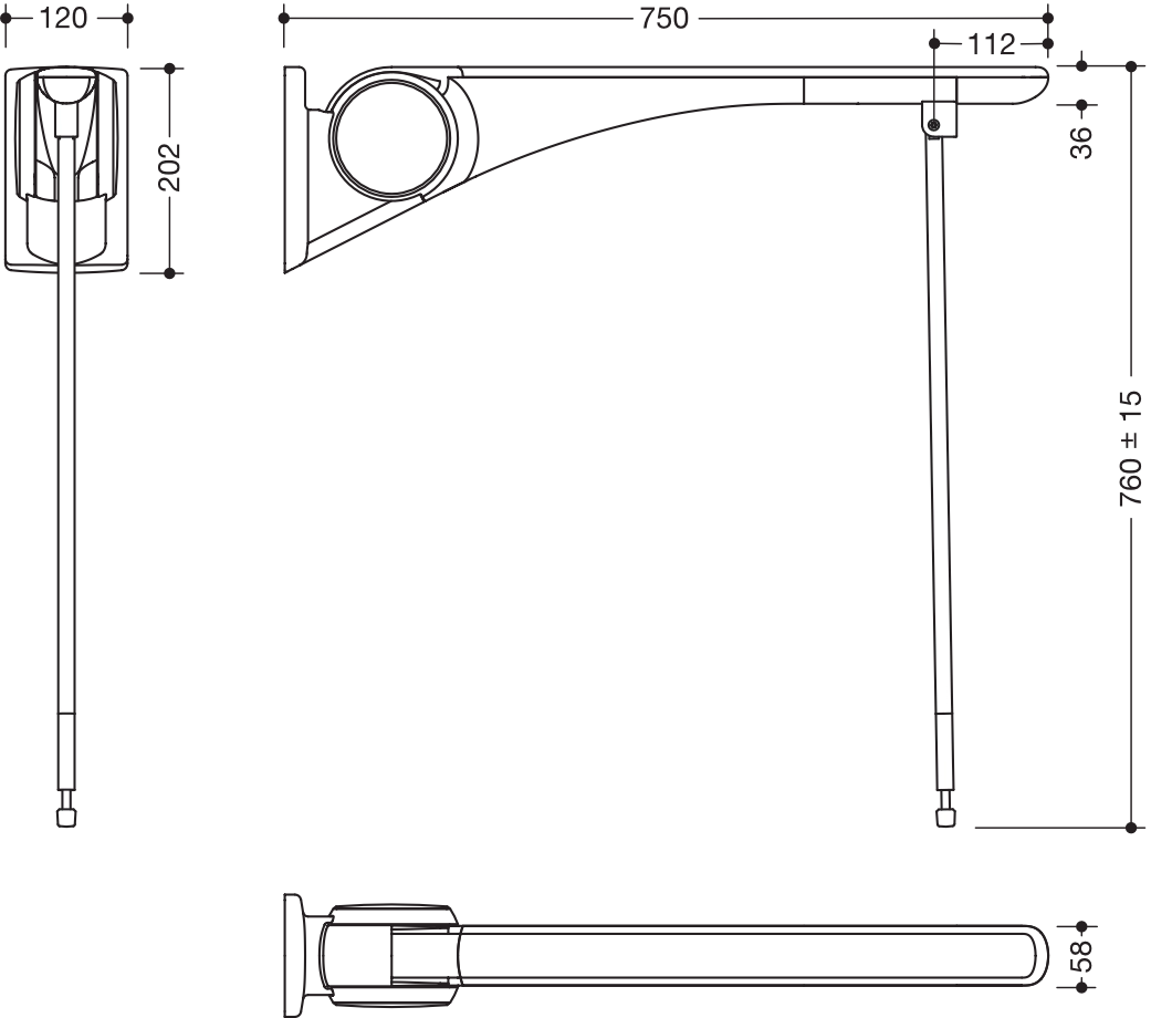 HEWI Stützklappgriff „Serie 802 LifeSystem“