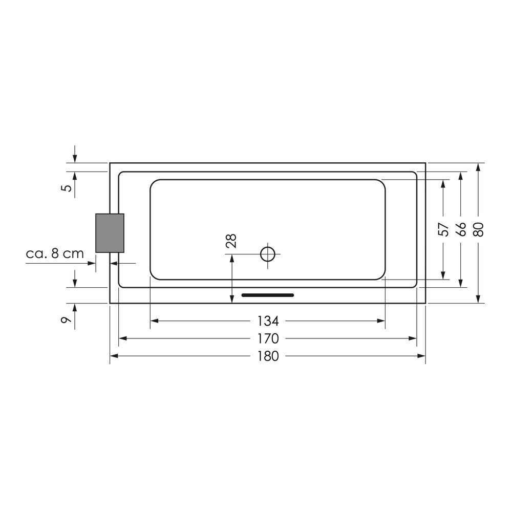 repaBAD Badewanne „Genf“ rechteck 180 × 80 cm in Weiß