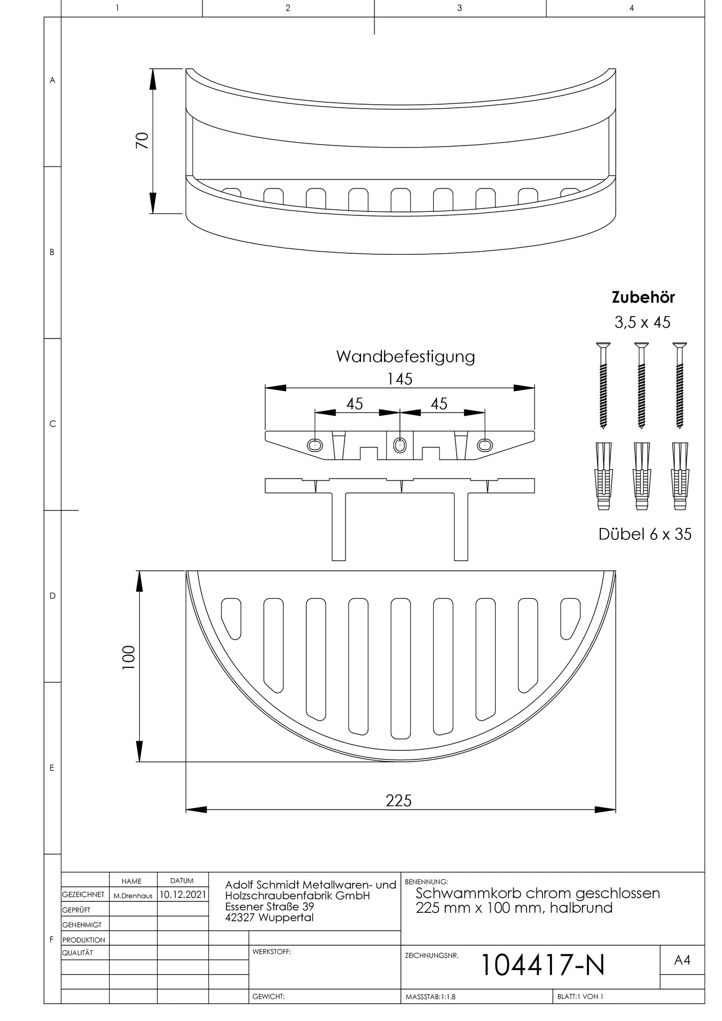 ASW Schwammkorb halbrund, Befestigung verdeckt 100 × 225 × 85 mm in Matt Schwarz ASW Schwammkorb halbrund, Befestigung verdeckt 100 × 225 × 85 mm in Matt Schwarz