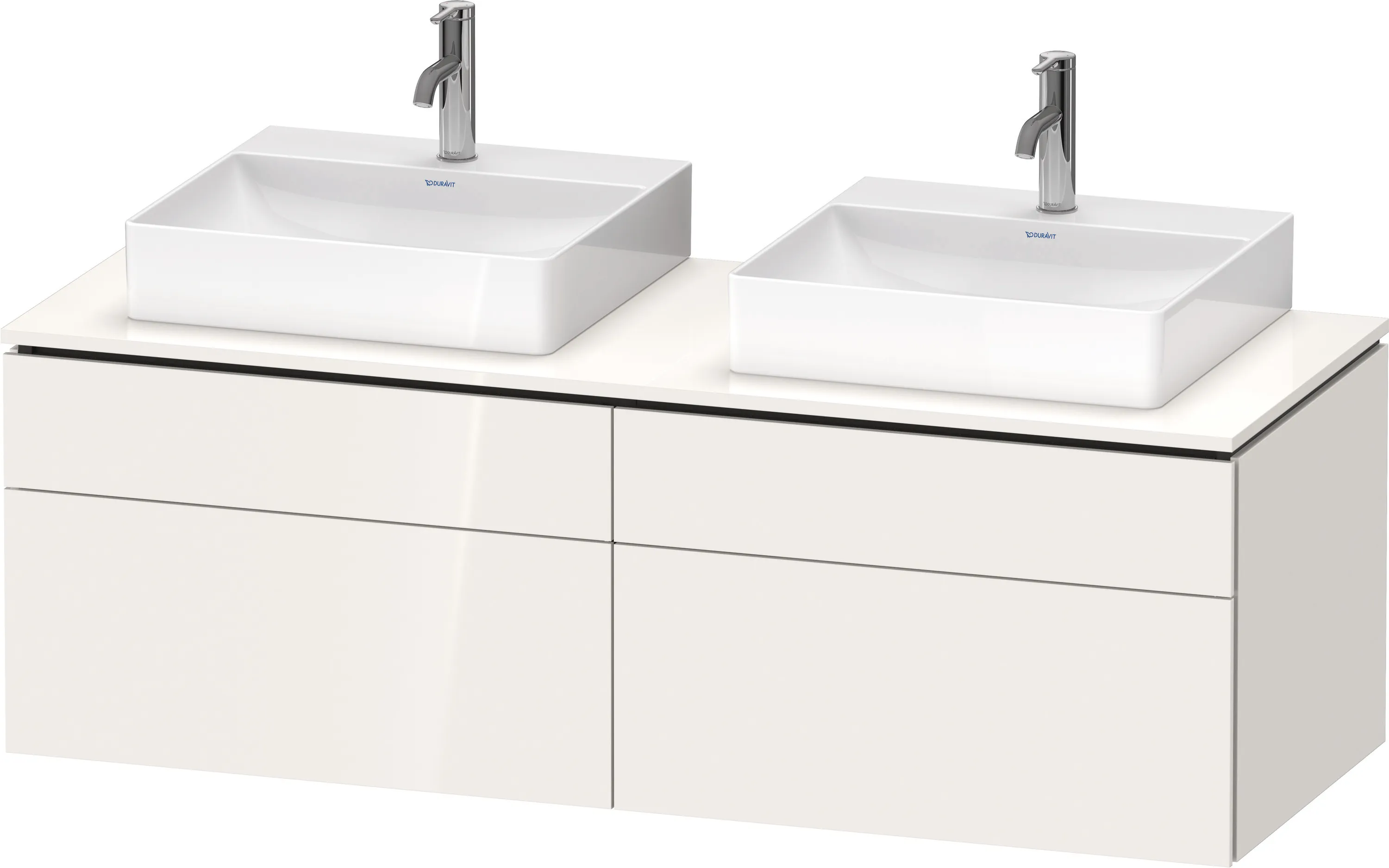 Duravit Waschtischunterschrank wandhängend „L-Cube“ 142 × 48,2 × 55 cm Weiß Hochglanz, links und rechts