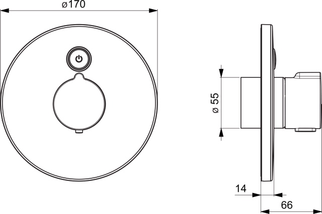 HA Fertigset für Brause-Batterie HANSAELECTRA 8191 Rosette rund 3 V, Bluetooth Chrom