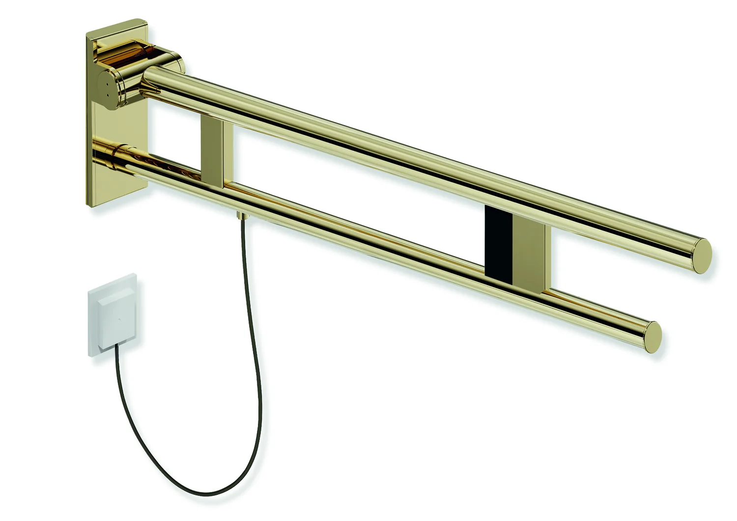 HEWI Stützklappgriff Duo Design A, Edelstahl PVD, Ausladung 850 mm, E-Ausführung, rechts HEWI Stützklappgriff Duo Design A, Edelstahl PVD, Ausladung 850 mm, E-Ausführung, rechts