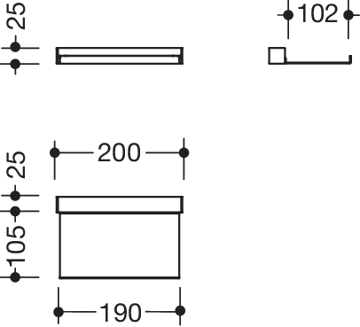 HEWI Ablage pulverbeschichtet in 20 × 2,5 × 13 cm