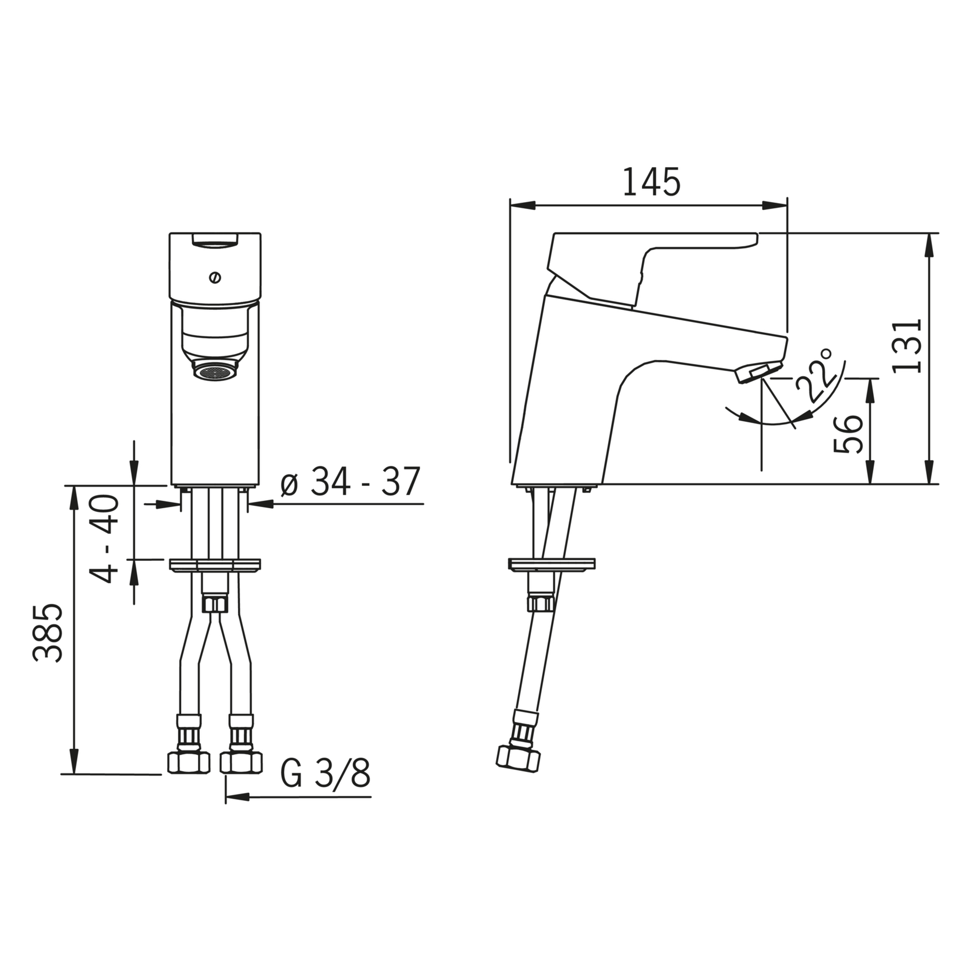 Einhand-Waschtischarmatur „Primo“ Ausladung 107 mm in Chrom Einhand-Waschtischarmatur „Primo“ Ausladung 107 mm in Chrom