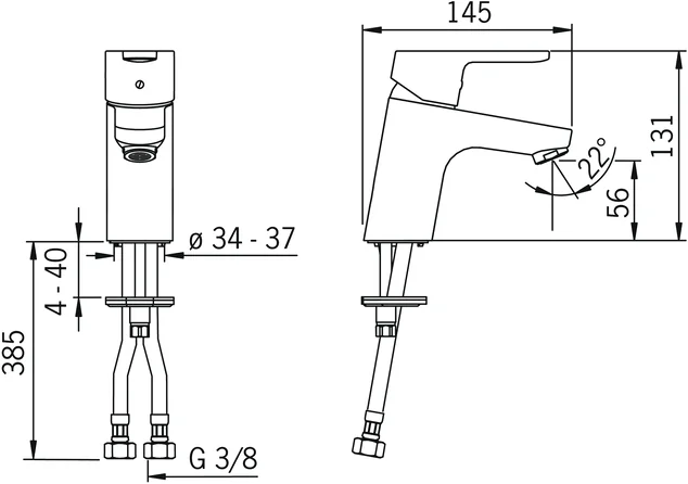 HansaPRIMO Waschtischarmatur HansaPRIMO 4942 Ausladung 107 mm DN15 Chrom