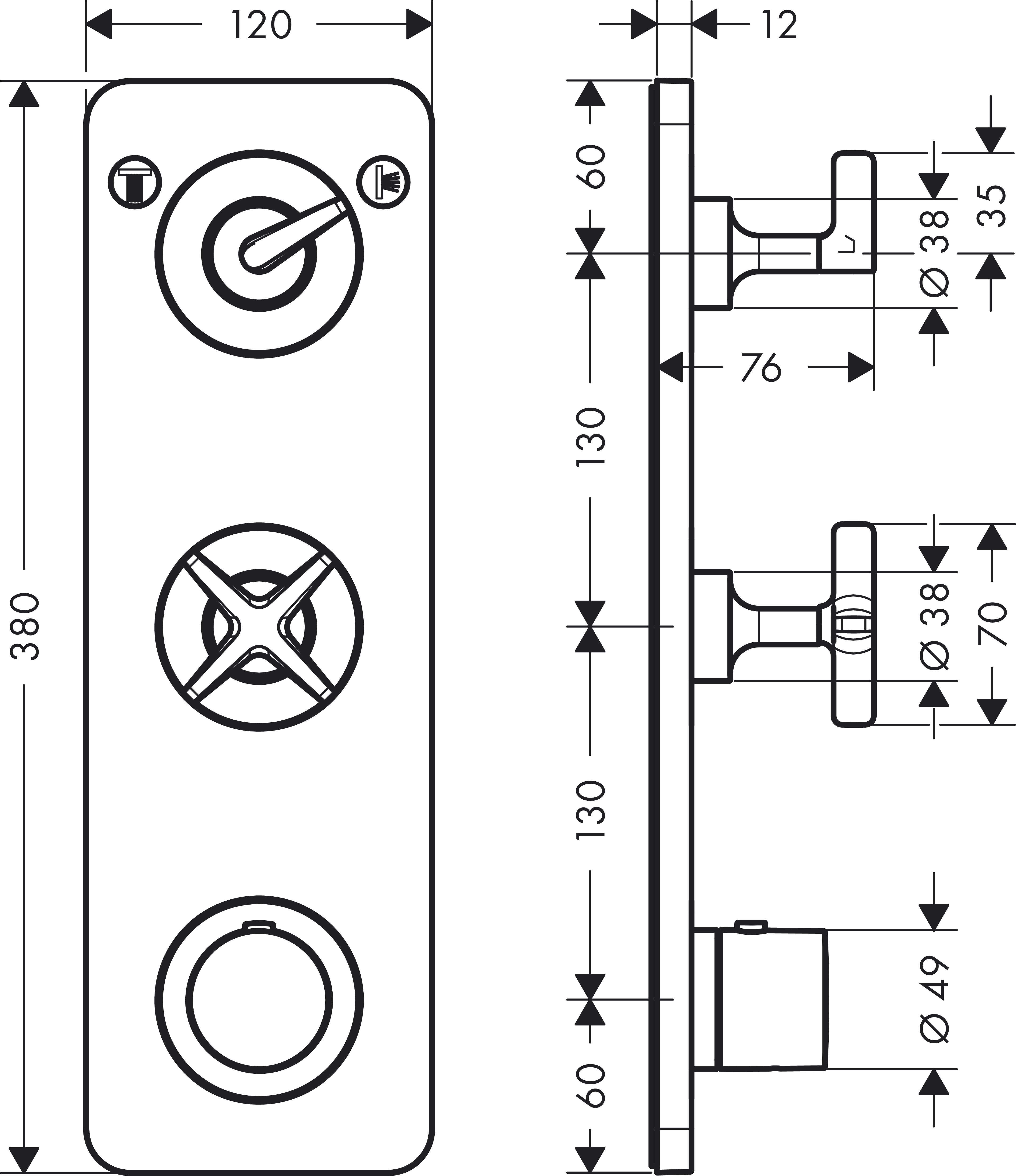 Thermostatmodul Unterputz Axor Citterio E Fertigset 2 Verbraucher chrom