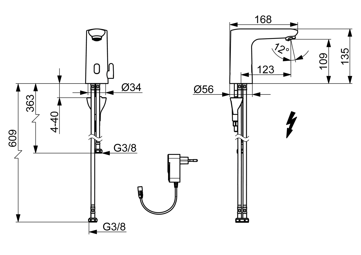 Hansa Waschtischarmatur, elektronisch Niederdruck „Electra“ Ausladung 123 mm in Chrom Hansa Waschtischarmatur, elektronisch Niederdruck „Electra“ Ausladung 123 mm in Chrom