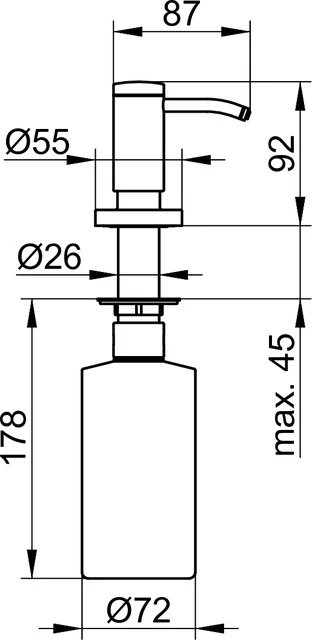 Plan 14949170200 Einbau-Seifenspender mit Pumpe, 500 ml Aluminium-finish