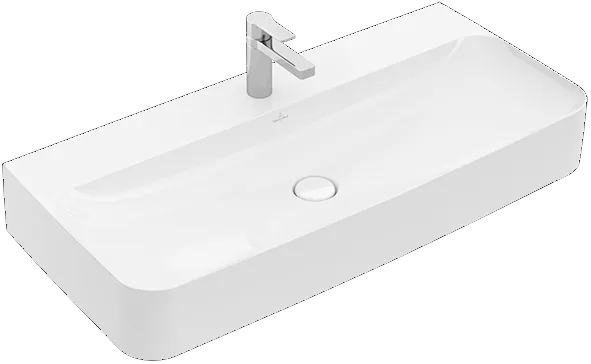 Villeroy & Boch Wandwaschtisch aus TitanCeram geschliffen „Finion“ 1000 × 470 × 165 mm, mit Hahnlochbohrung, Hahnlochposition mittig in Weiß Alpin, mit CeramicPlus Villeroy & Boch Wandwaschtisch aus TitanCeram geschliffen „Finion“ 1000 × 470 × 165 mm, mit Hahnlochbohrung, Hahnlochposition mittig in Weiß Alpin, mit CeramicPlus