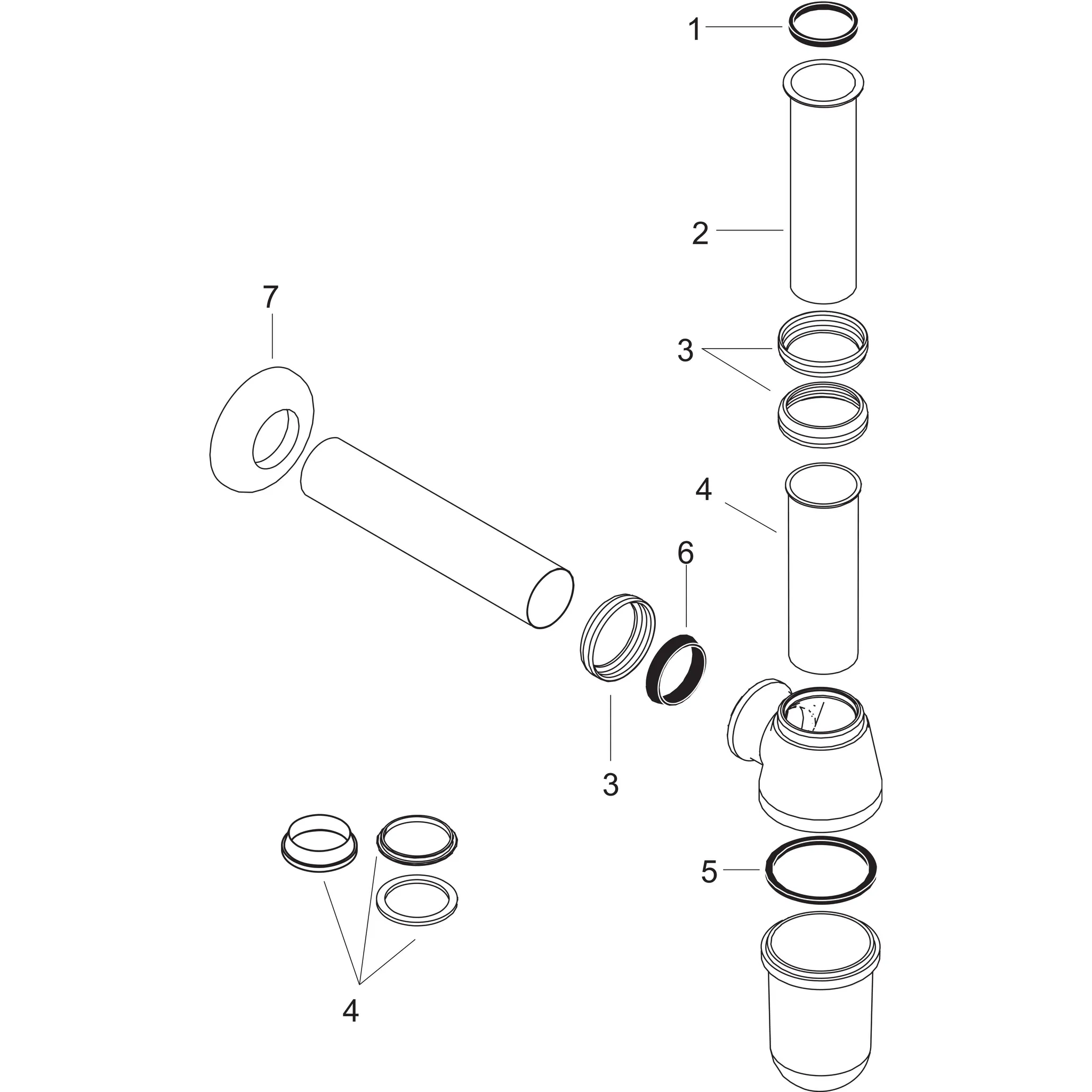 Hansgrohe Sifons Tassensiphon Standardmodell für Bidet, Chrom Hansgrohe Sifons Tassensiphon Standardmodell für Bidet, Chrom