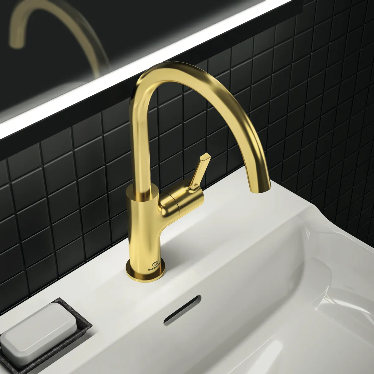 Ideal Standard Waschtischarmatur Joy, Brushed Gold, hoher Auslauf, Ausladung 169 mm, Auslaufhöhe 221 mm Ideal Standard Waschtischarmatur Joy, Brushed Gold, hoher Auslauf, Ausladung 169 mm, Auslaufhöhe 221 mm
