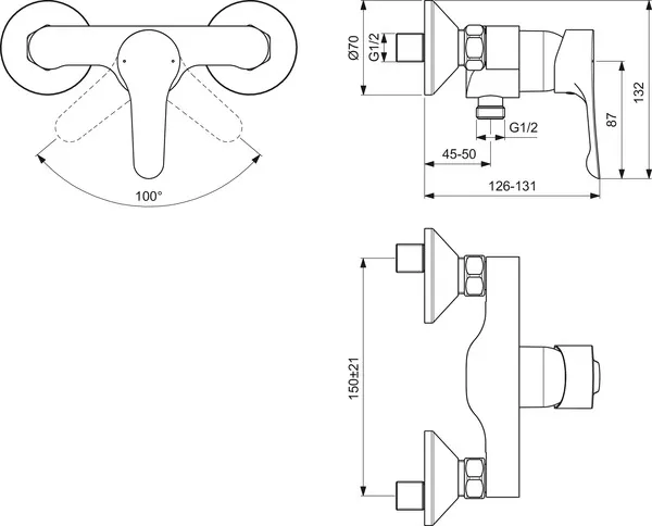 Brausearmatur Aufputz Alpha, Chrom Brausearmatur Aufputz Alpha, Chrom