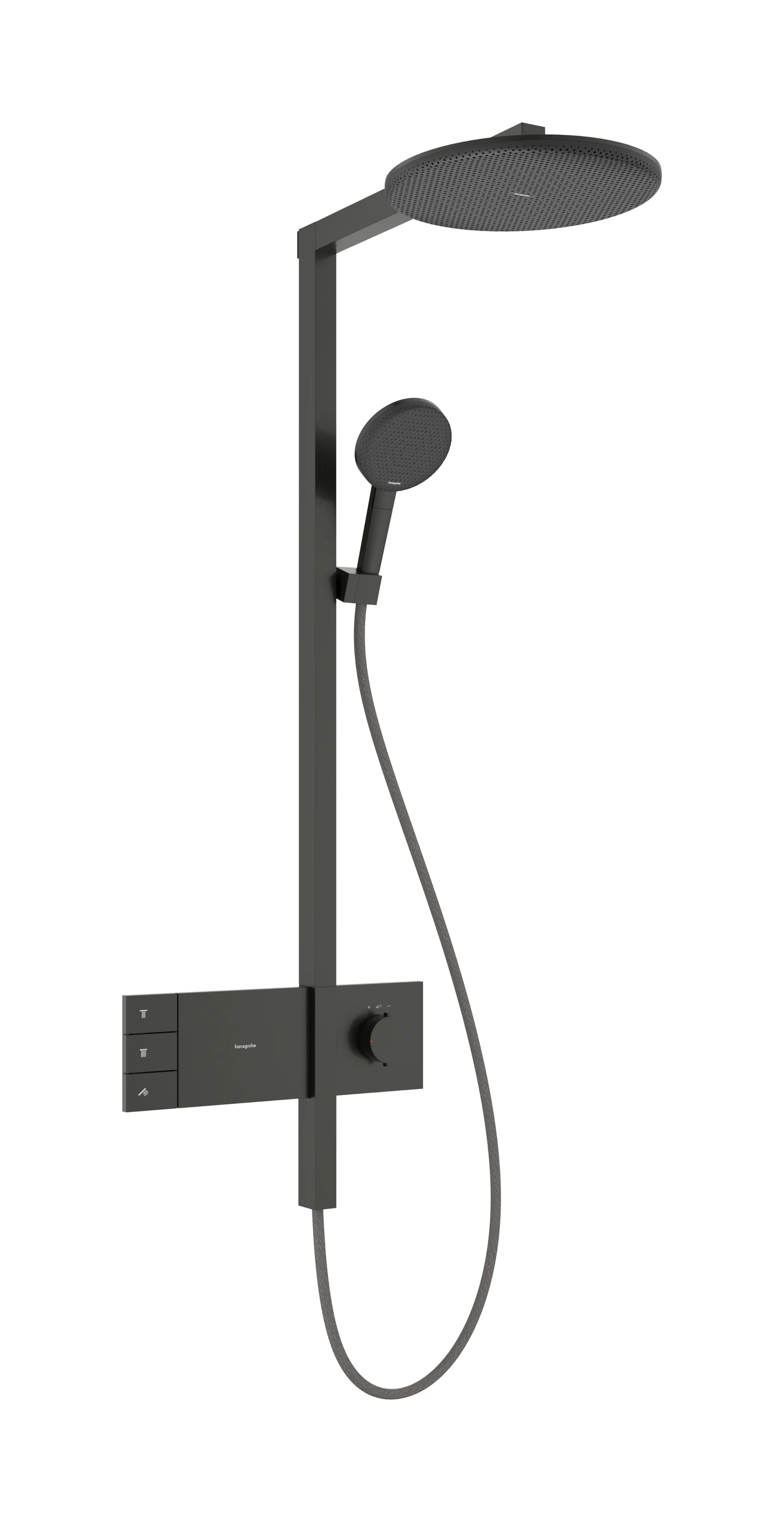 Hansgrohe Raindance Alive S Showerpipe 300 2jet EcoSmart mit Thermostat BBC, Brushed Black Chrome, 150 ± 12 mm Stichmaß
