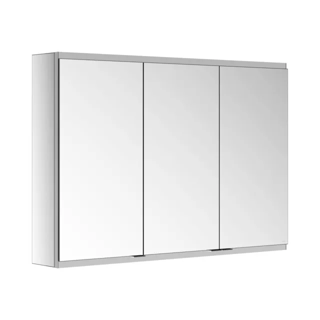 KEUCO Wandvorbau Spiegelschrank 3-türig „Royal Modular 2.0“ in Silber (eloxiert), Aufputz, ohne Beleuchtung, mit Steckdosen 1050 × 700 × 160 mm