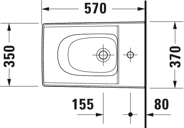 Duravit Wand-Bidet „Viu“, Befestigung sichtbar 37 × 57 × 30,5 cm