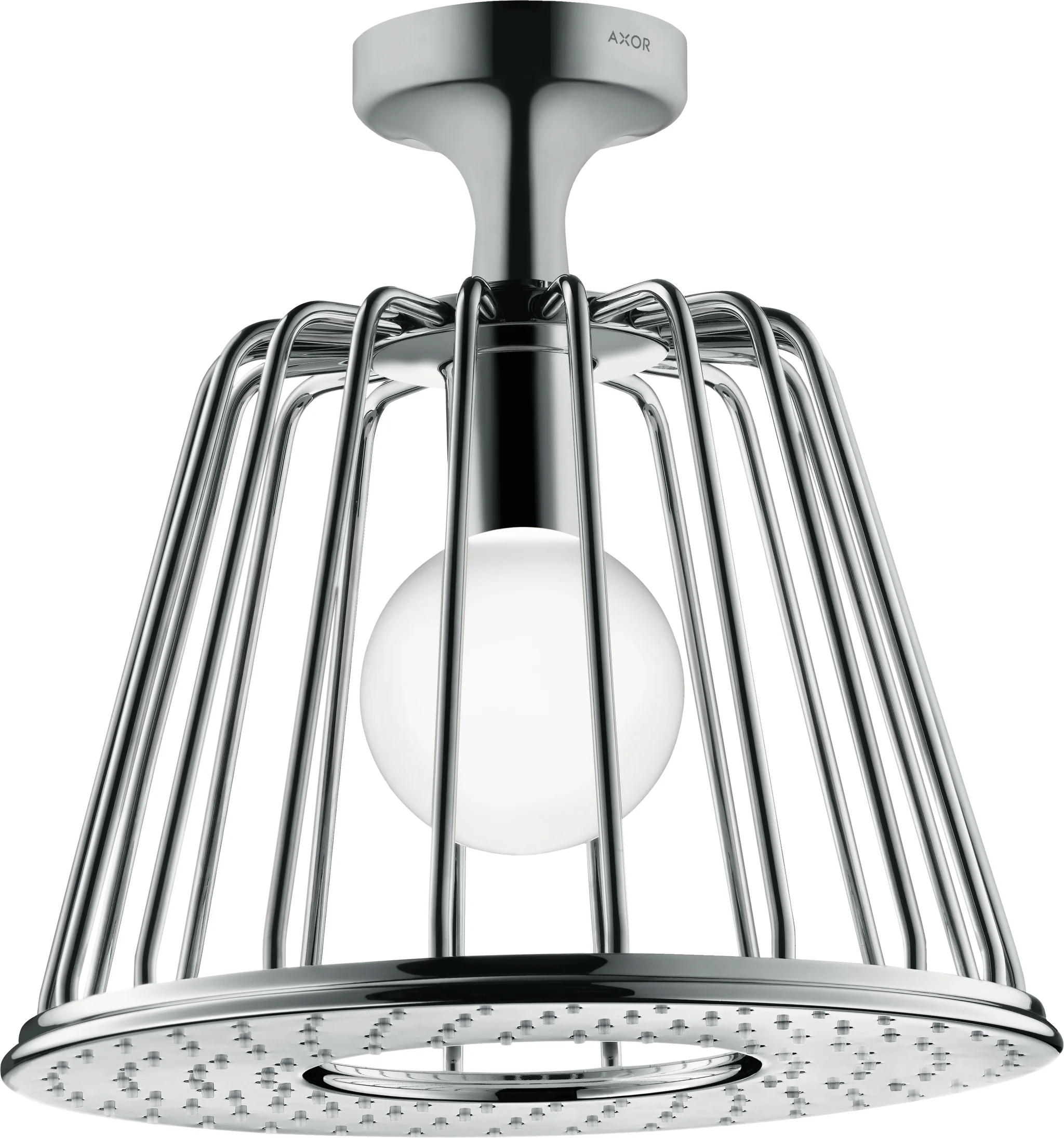Hansgrohe Axor LampShower/Nendo Kopfbrause mit Deckenanschluss, Chrom, 275 mm, Rain Strahl, integrierte LED-Beleuchtung