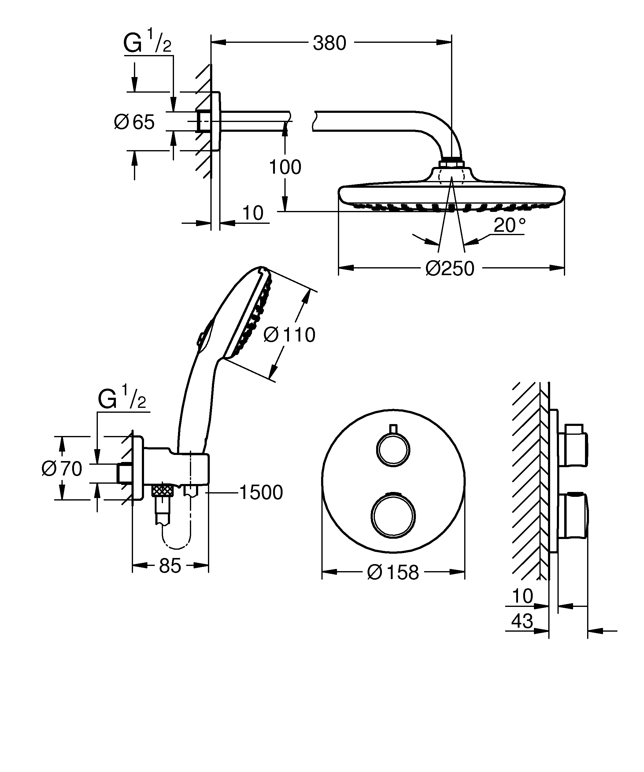 Grohe Unterputz-Armatur „Grohtherm“