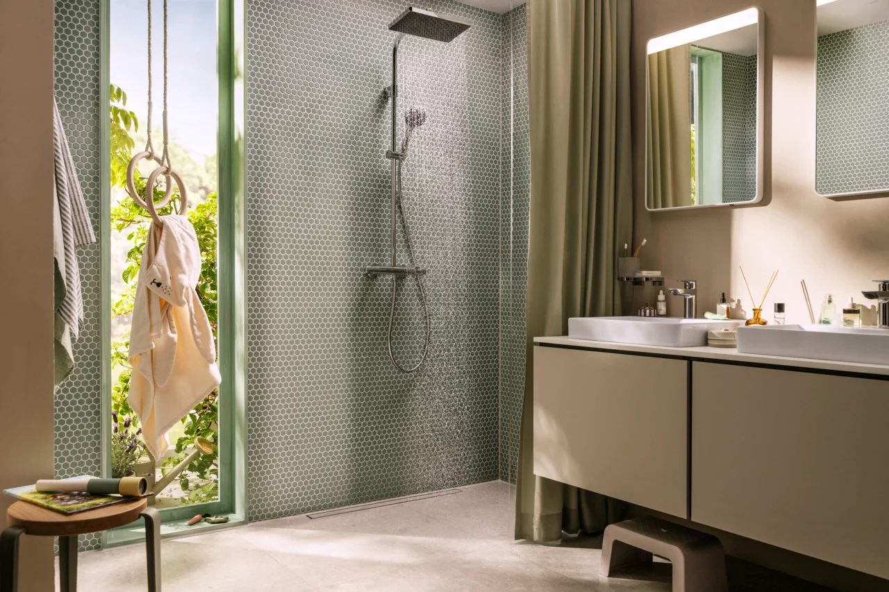 Activera Q Showerpipe 290/180 1jet EcoSmart mit Ecostat Fine, Oberfläche: Chrom