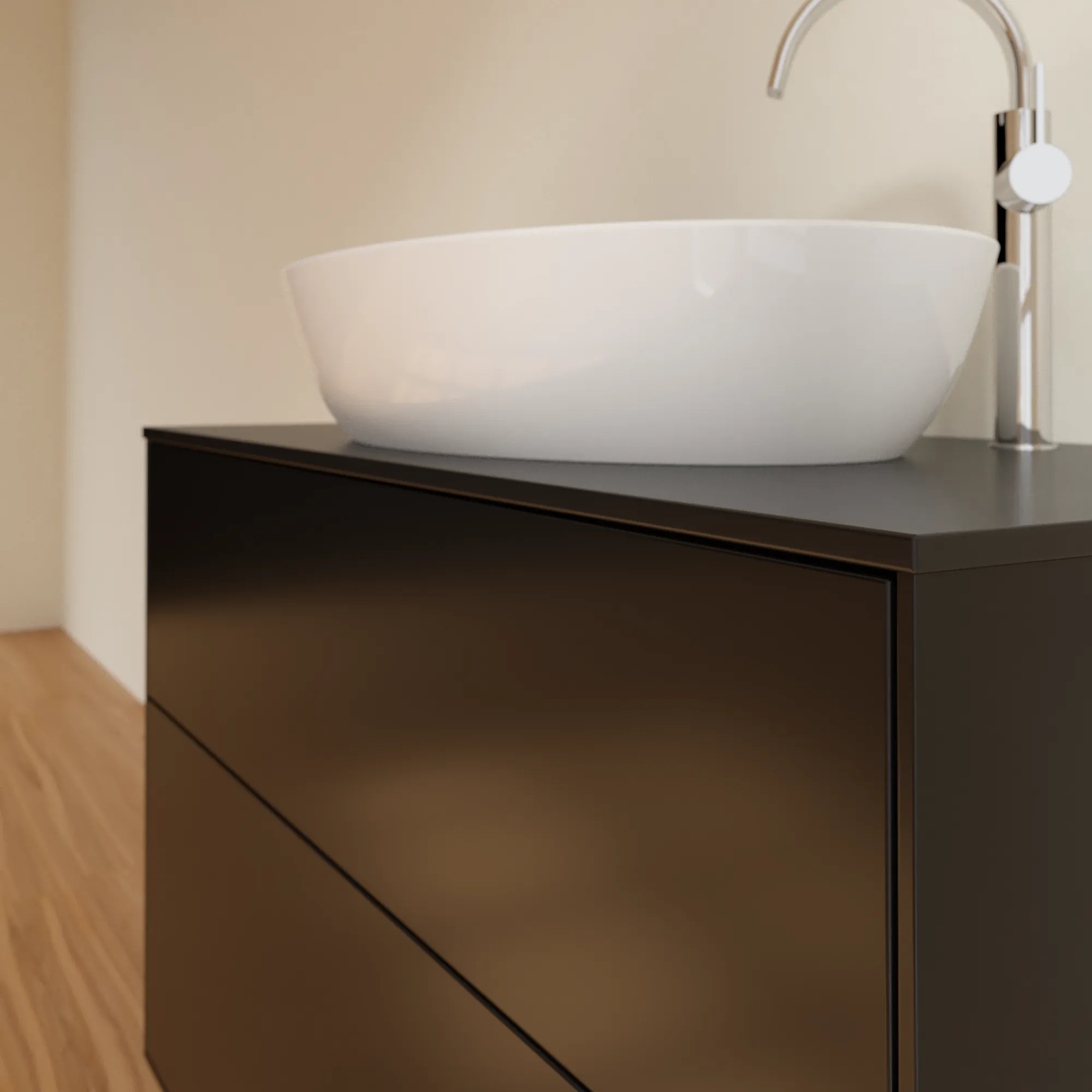 Villeroy & Boch Waschbeckenunterschrank Finion F88, 1000x603x501 mm, Black Matt Lacquer, mit SoftClosing und Push-to-open Funktion Villeroy & Boch Waschbeckenunterschrank Finion F88, 1000x603x501 mm, Black Matt Lacquer, mit SoftClosing und Push-to-open Funktion