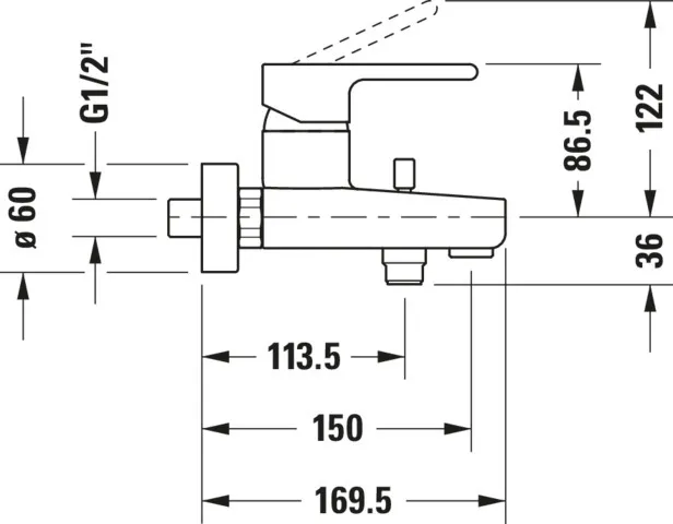 Einhand-Wannenarmatur „Serie B.2“ Ausladung 150 mm in Chrom Einhand-Wannenarmatur „Serie B.2“ Ausladung 150 mm in Chrom