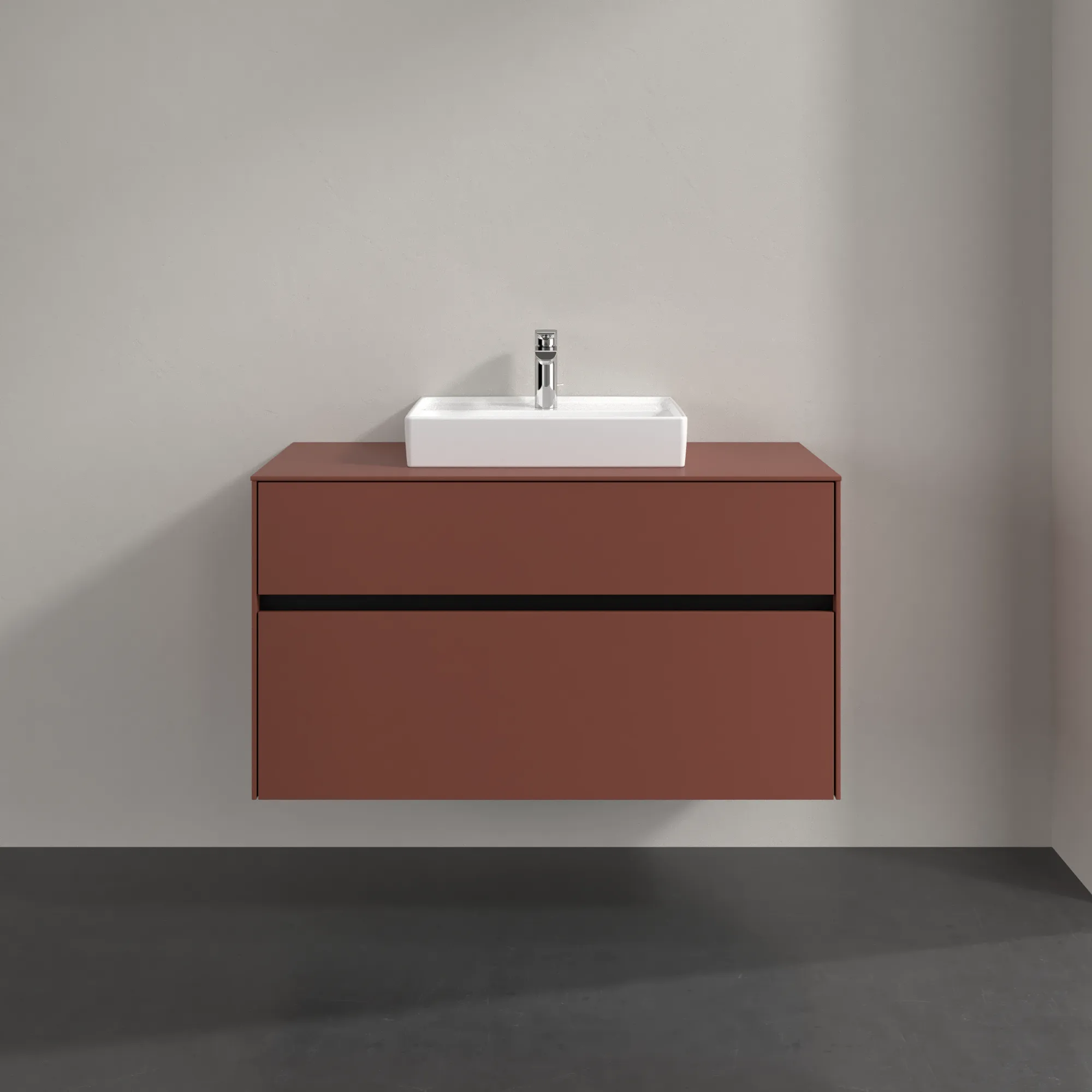 Villeroy & Boch Waschtischunterschrank „Collaro“ 1000 × 548 × 500 mm Wine Red, mit Beleuchtung, für Becken mittig Villeroy & Boch Waschtischunterschrank „Collaro“ 1000 × 548 × 500 mm Wine Red, mit Beleuchtung, für Becken mittig