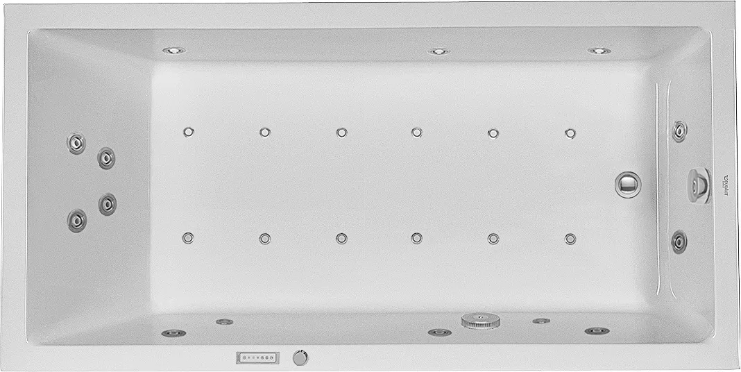 Duravit Whirlwanne „Starck“ rechteck 1800 × 900 mm, Fußablauf mit Combi-System E, in Weiß Duravit Whirlwanne „Starck“ rechteck 1800 × 900 mm, Fußablauf mit Combi-System E, in Weiß