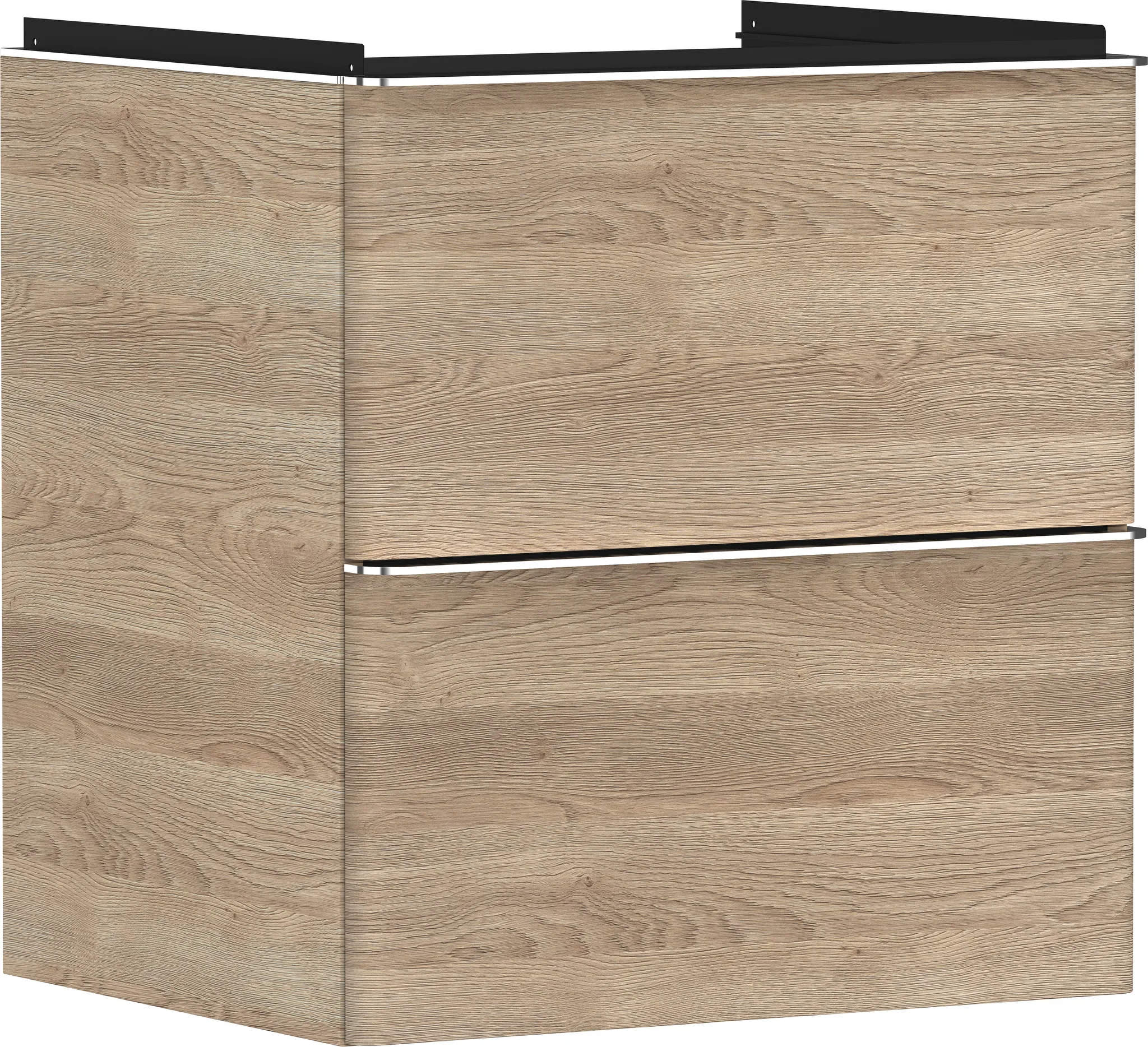 Xelu Q Waschtischunterschrank Eiche Natur 580/475 mit 2 Schubkästen für Waschtisch Chrom