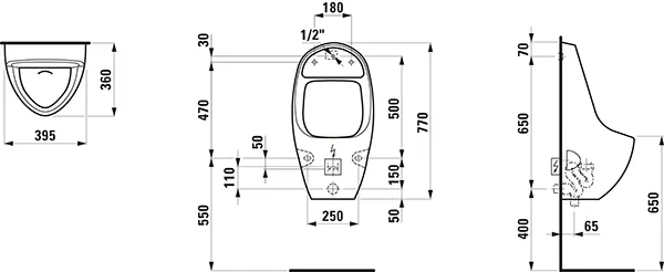 Absaugeurinal TAMARO S 360x395x770 für E-Netz-Anschluss mit Steuerung weiß