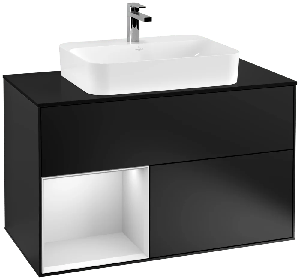 Villeroy & Boch Waschbeckenunterschrank Finion G36, 1000x603x501 mm, Black Matt Lacquer, mit Beleuchtung und Push-to-open Funktion
