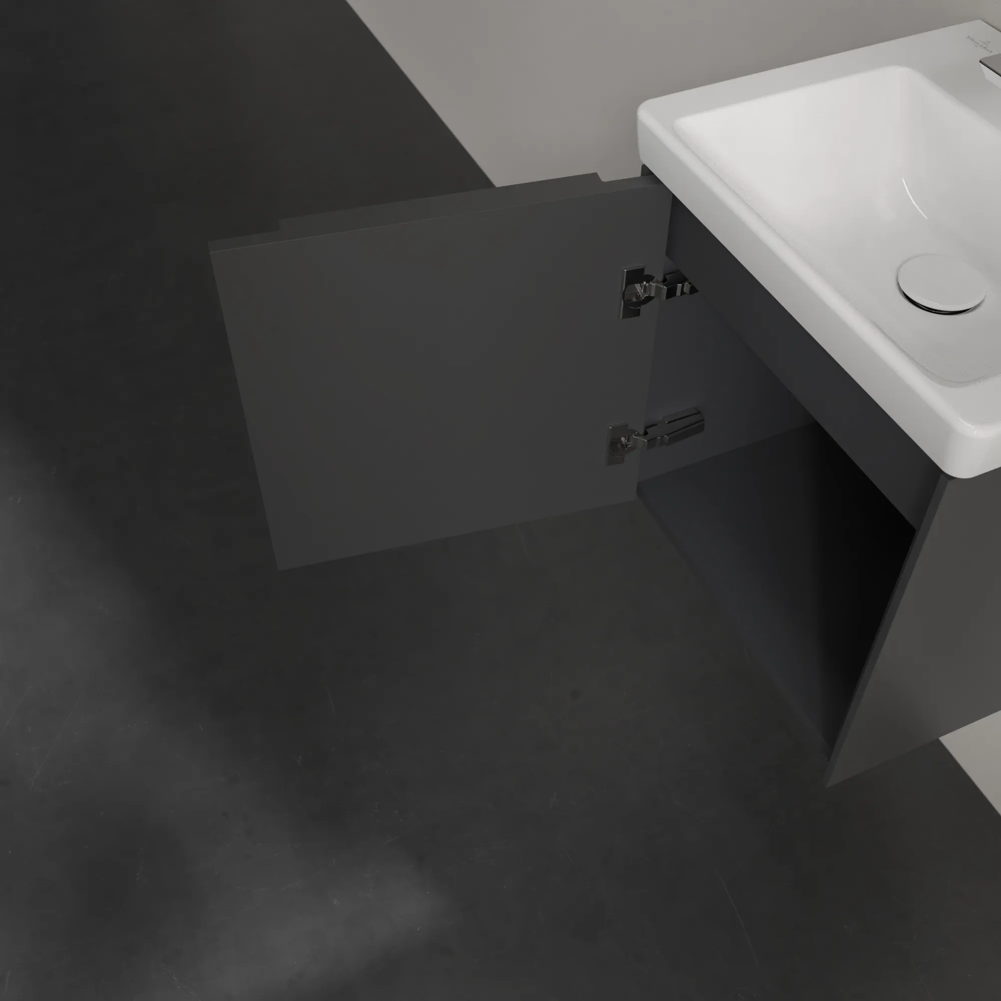 Villeroy & Boch Waschtischunterschrank mit Tür „Subway 3.0“ für Schrankwaschtisch 423 × 429 × 378 mm Graphite, 1 Tür, für Becken mittig, Anschlag links