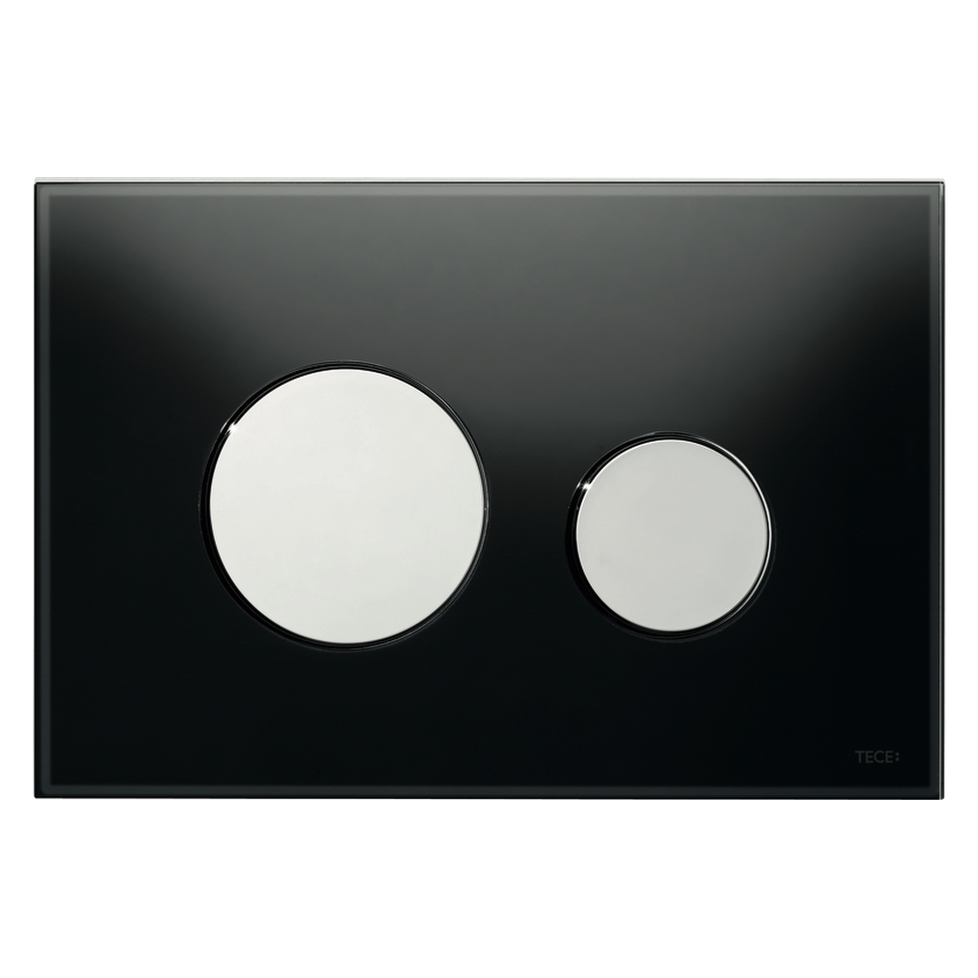 TECEloop WC-BetätigungsplatteGlas schwarz, Tasten Chrom glänzend Zweimengentechnik