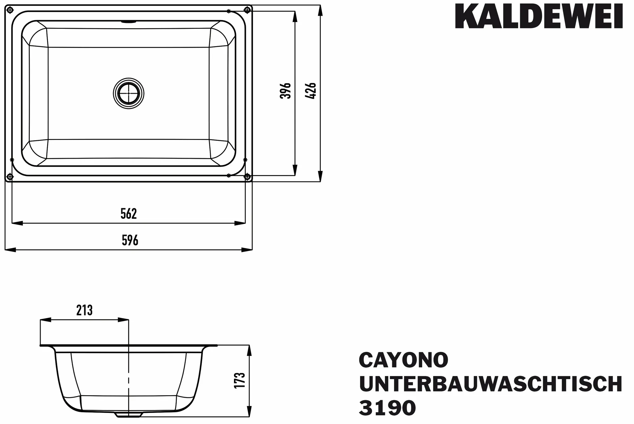 Unterbauwaschtisch „Cayono“ 59,6 × 42,6 cm, ohne Hahnlochbohrung Unterbauwaschtisch „Cayono“ 59,6 × 42,6 cm, ohne Hahnlochbohrung