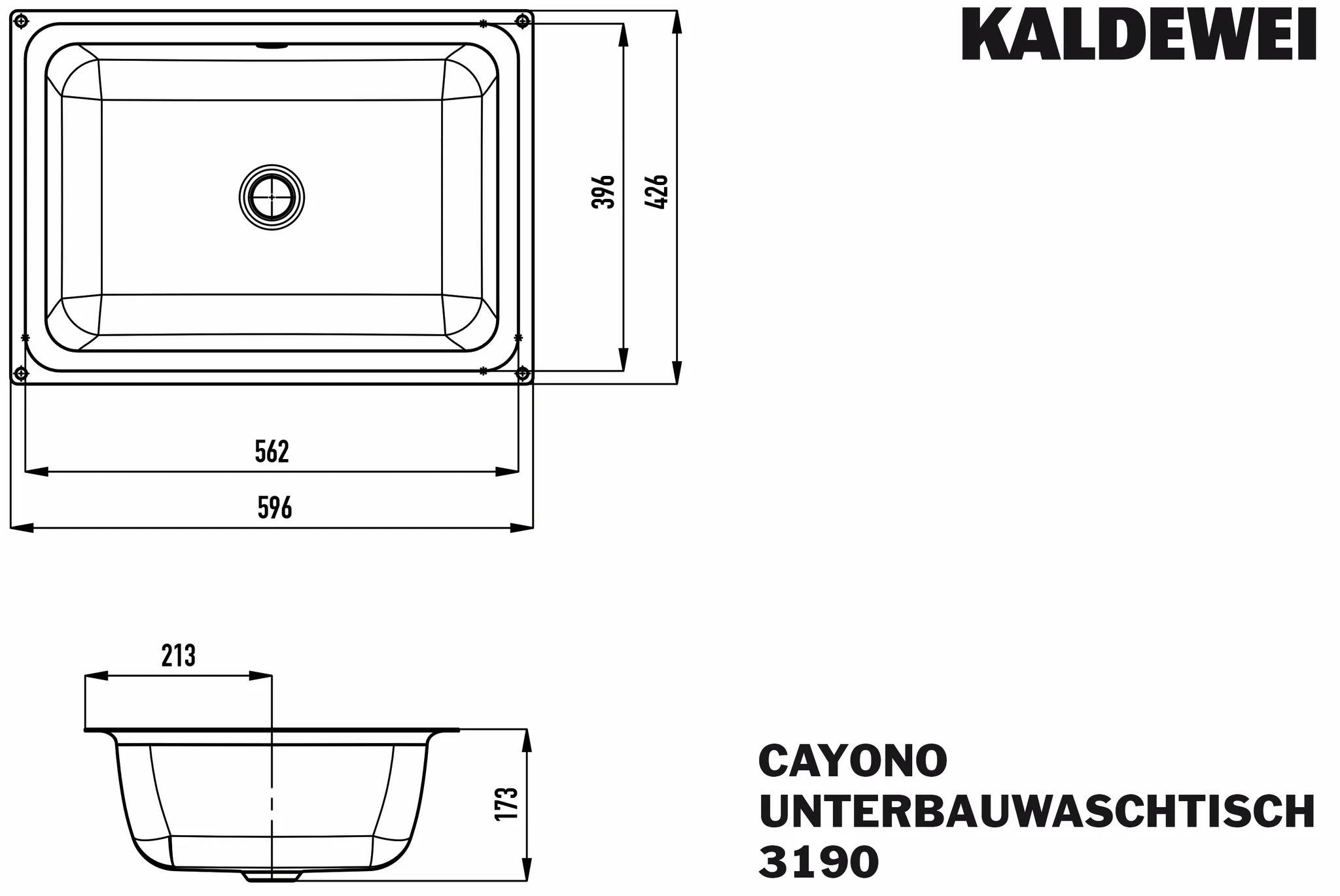Kaldewei Unterbauwaschtisch „Cayono“ in alpinweiß, 596 × 426 × 173 mm Kaldewei Unterbauwaschtisch „Cayono“ in alpinweiß, 596 × 426 × 173 mm