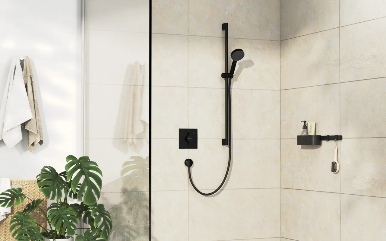 Hansgrohe DuoTurn E Mischer Unterputz, mattschwarz, 1 Verbraucher, maximale Durchflussmenge bei 3 bar: 29,5 l/min Hansgrohe DuoTurn E Mischer Unterputz, mattschwarz, 1 Verbraucher, maximale Durchflussmenge bei 3 bar: 29,5 l/min