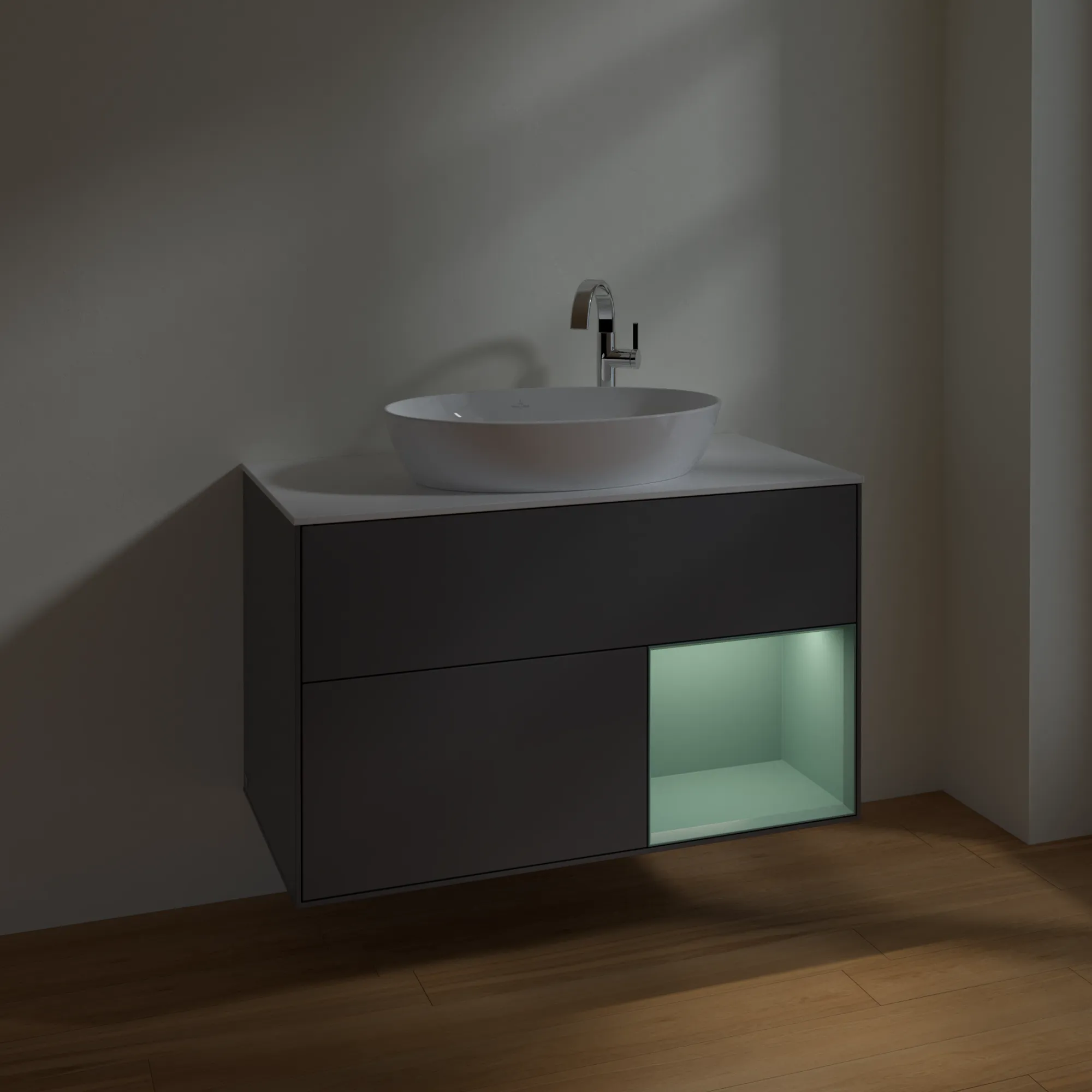 Villeroy & Boch Waschtischunterschrank „Finion“ für Schrankwaschtisch 1000 × 603 × 501 mm Anthracite Matt Lacquer, für Becken mittig, mit Hahnlochbohrung Villeroy & Boch Waschtischunterschrank „Finion“ für Schrankwaschtisch 1000 × 603 × 501 mm Anthracite Matt Lacquer, für Becken mittig, mit Hahnlochbohrung