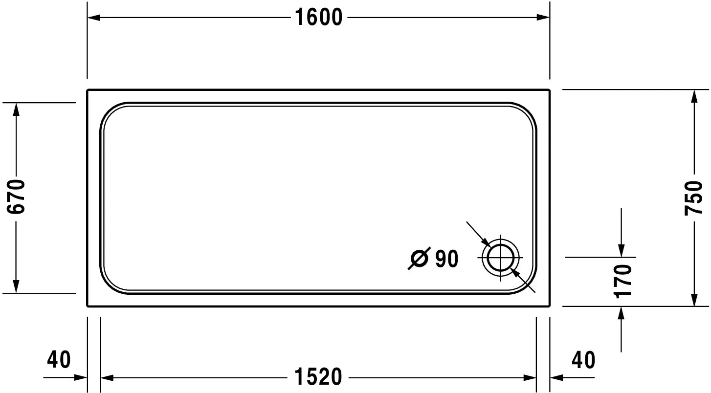 Duravit rechteck Duschwanne „D-Code“ 160 × 75 cm 