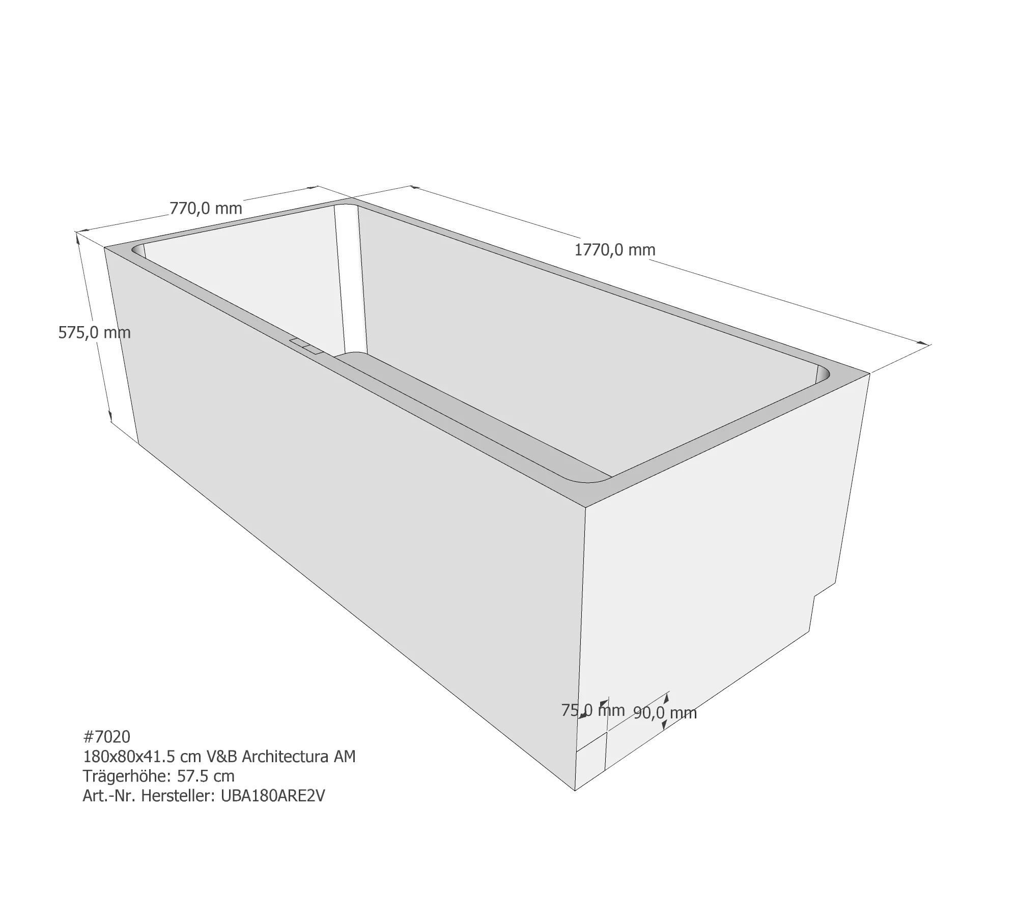 Badewannenträger passend für Villeroy & Boch Architectura 180 × 80 × 41,5 cm Badewannenträger passend für Villeroy & Boch Architectura 180 × 80 × 41,5 cm
