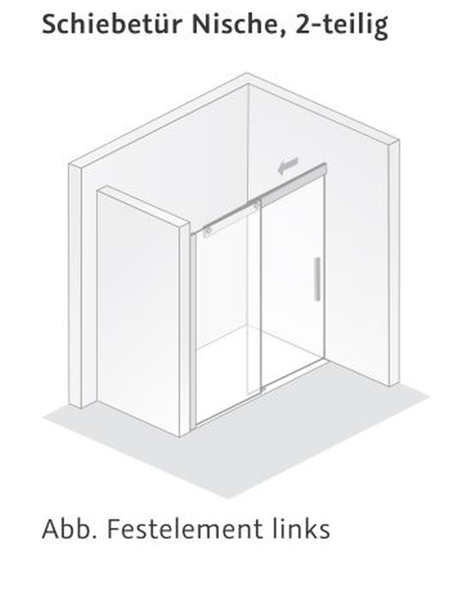 HSK Duschabtrennung Schiebetür 2-teilig „K2P“ Glas Chinchilla, H: 2000 mm
