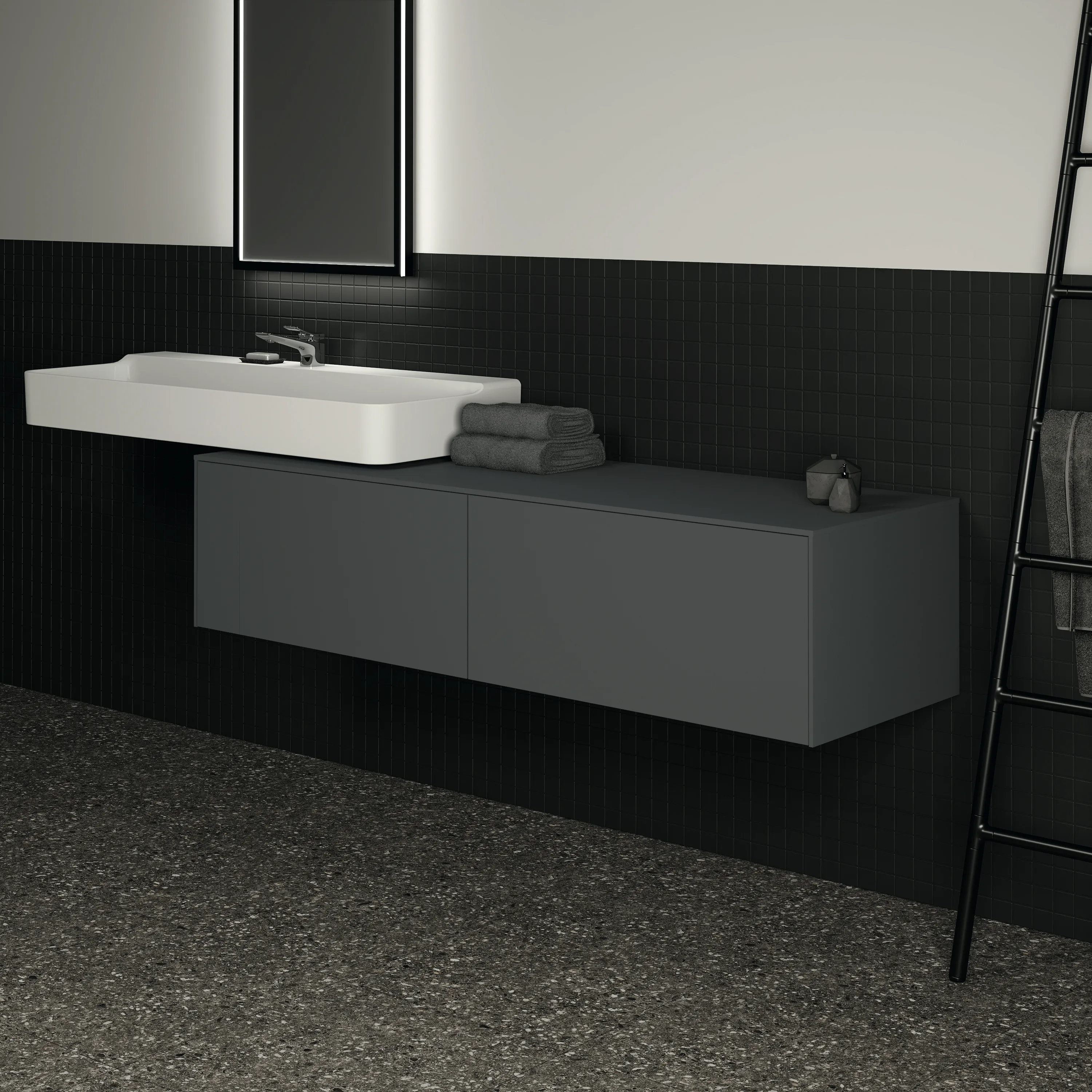 Ideal Standard Waschtischunterschrank Conca, 2 Auszüge, Anthrazit Ideal Standard Waschtischunterschrank Conca, 2 Auszüge, Anthrazit