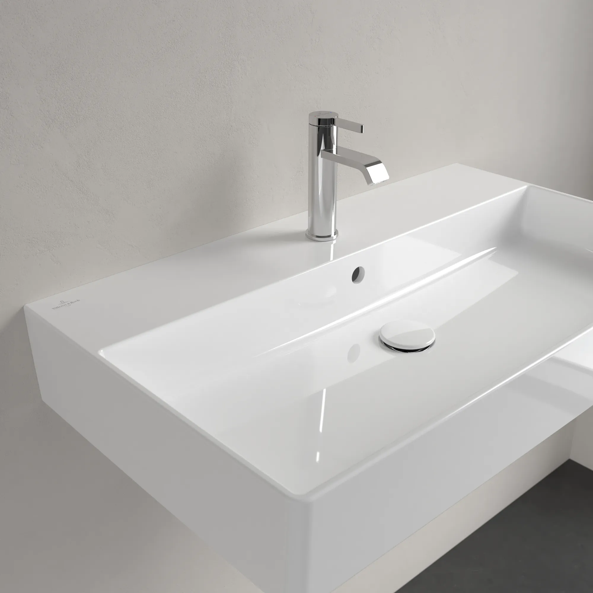 Villeroy & Boch Wandwaschbecken Memento 2.0, 800x470x140 mm, glänzend weiß Alpin, TitanCeram, mit Überlauf, für 3-Loch-Armatur Villeroy & Boch Wandwaschbecken Memento 2.0, 800x470x140 mm, glänzend weiß Alpin, TitanCeram, mit Überlauf, für 3-Loch-Armatur