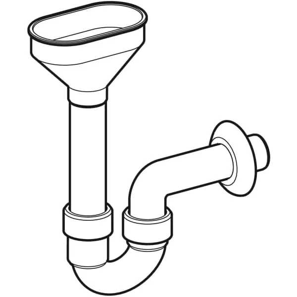 Rohrbogengeruchsverschluss für Geräte, mit Trichter oval: d=50mm, weiß-alpin