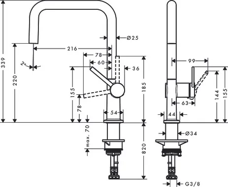 Talis M54 Einhebel-Küchenmischer U 220, Eco, 1jet Chrom Talis M54 Einhebel-Küchenmischer U 220, Eco, 1jet Chrom